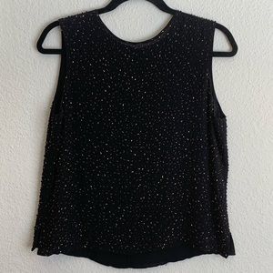 Dana Buchman Black Beaded Top Sz 10